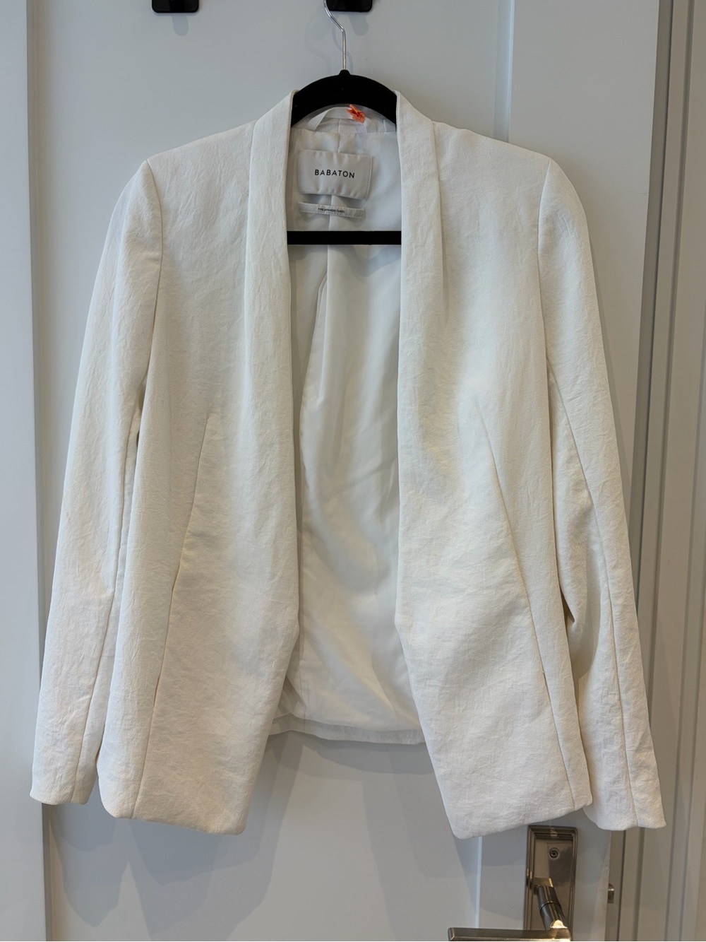 Babaton White Open-Front Textured Blazer